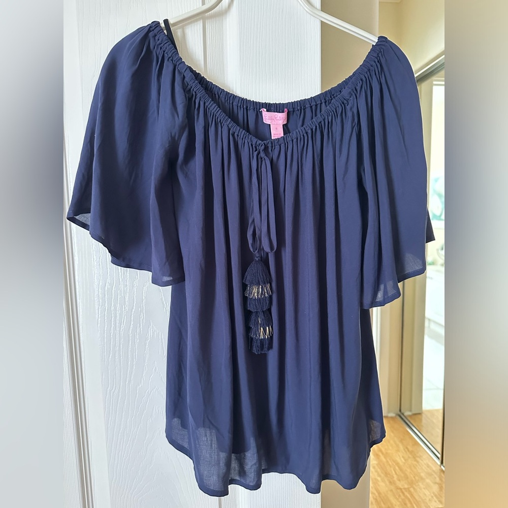 Lilly Pulitzer Women’s Sain Top True Navy Size Small NWT $98.00